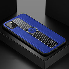 Coque Silicone Gel Motif Cuir Housse Etui avec Magnetique FL1 pour Samsung Galaxy Note 10 Lite Bleu