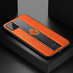 Coque Silicone Gel Motif Cuir Housse Etui avec Magnetique FL1 pour Samsung Galaxy Note 10 Lite Orange