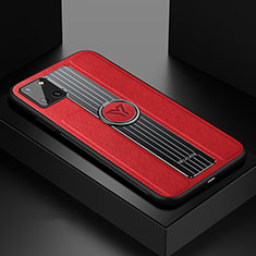 Coque Silicone Gel Motif Cuir Housse Etui avec Magnetique FL1 pour Samsung Galaxy Note 10 Lite Rouge