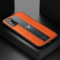 Coque Silicone Gel Motif Cuir Housse Etui avec Magnetique FL1 pour Samsung Galaxy Note 20 5G Orange