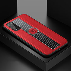 Coque Silicone Gel Motif Cuir Housse Etui avec Magnetique FL1 pour Samsung Galaxy S20 Rouge
