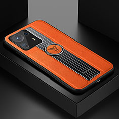 Coque Silicone Gel Motif Cuir Housse Etui avec Magnetique FL1 pour Xiaomi Mi Mix 4 5G Orange