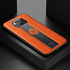 Coque Silicone Gel Motif Cuir Housse Etui avec Magnetique FL1 pour Xiaomi Poco X3 Pro Orange