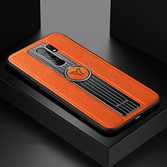 Coque Silicone Gel Motif Cuir Housse Etui avec Magnetique FL1 pour Xiaomi Redmi 9 Orange