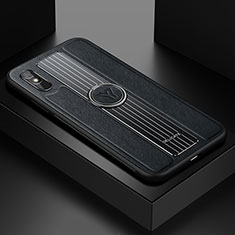 Coque Silicone Gel Motif Cuir Housse Etui avec Magnetique FL1 pour Xiaomi Redmi 9A Noir