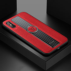 Coque Silicone Gel Motif Cuir Housse Etui avec Magnetique FL1 pour Xiaomi Redmi 9A Rouge