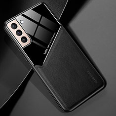 Coque Silicone Gel Motif Cuir Housse Etui avec Magnetique M01 pour Samsung Galaxy S21 FE 5G Noir