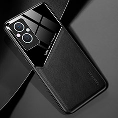 Coque Silicone Gel Motif Cuir Housse Etui avec Magnetique pour OnePlus Nord N20 5G Noir