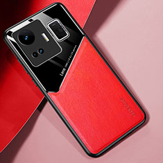 Coque Silicone Gel Motif Cuir Housse Etui avec Magnetique pour Realme GT Neo5 5G Rouge