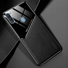 Coque Silicone Gel Motif Cuir Housse Etui avec Magnetique pour Samsung Galaxy A11 Noir