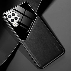 Coque Silicone Gel Motif Cuir Housse Etui avec Magnetique pour Samsung Galaxy A22 4G Noir