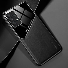 Coque Silicone Gel Motif Cuir Housse Etui avec Magnetique pour Samsung Galaxy A32 5G Noir