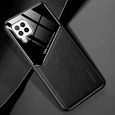 Coque Silicone Gel Motif Cuir Housse Etui avec Magnetique pour Samsung Galaxy A42 5G Noir