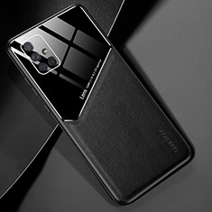 Coque Silicone Gel Motif Cuir Housse Etui avec Magnetique pour Samsung Galaxy A71 4G A715 Noir