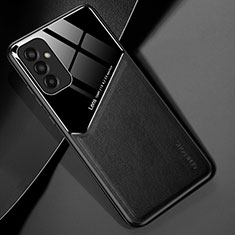 Coque Silicone Gel Motif Cuir Housse Etui avec Magnetique pour Samsung Galaxy M13 4G Noir