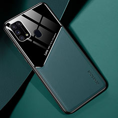 Coque Silicone Gel Motif Cuir Housse Etui avec Magnetique pour Samsung Galaxy M31 Prime Edition Vert
