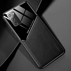 Coque Silicone Gel Motif Cuir Housse Etui avec Magnetique pour Samsung Galaxy Note 20 5G Noir