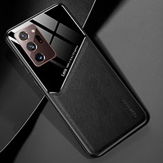 Coque Silicone Gel Motif Cuir Housse Etui avec Magnetique pour Samsung Galaxy Note 20 Ultra 5G Noir