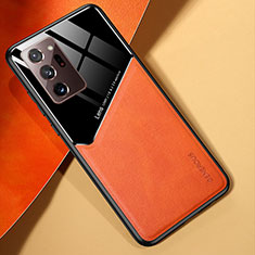 Coque Silicone Gel Motif Cuir Housse Etui avec Magnetique pour Samsung Galaxy Note 20 Ultra 5G Orange
