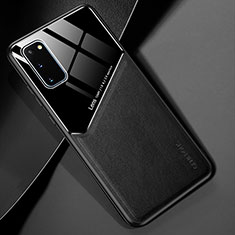 Coque Silicone Gel Motif Cuir Housse Etui avec Magnetique pour Samsung Galaxy S20 5G Noir