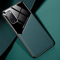 Coque Silicone Gel Motif Cuir Housse Etui avec Magnetique pour Samsung Galaxy S20 FE (2022) 5G Vert