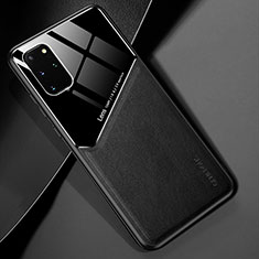 Coque Silicone Gel Motif Cuir Housse Etui avec Magnetique pour Samsung Galaxy S20 Plus Noir