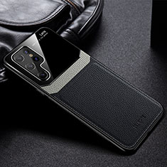 Coque Silicone Gel Motif Cuir Housse Etui avec Magnetique pour Samsung Galaxy S21 Ultra 5G Noir