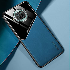 Coque Silicone Gel Motif Cuir Housse Etui avec Magnetique pour Xiaomi Mi 10T Lite 5G Bleu