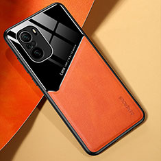 Coque Silicone Gel Motif Cuir Housse Etui avec Magnetique pour Xiaomi Mi 11X 5G Orange