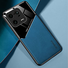 Coque Silicone Gel Motif Cuir Housse Etui avec Magnetique pour Xiaomi Mi 13 Pro 5G Bleu