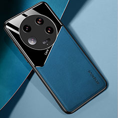 Coque Silicone Gel Motif Cuir Housse Etui avec Magnetique pour Xiaomi Mi 13 Ultra 5G Bleu