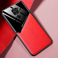 Coque Silicone Gel Motif Cuir Housse Etui avec Magnetique pour Xiaomi Redmi 10X 4G Rouge