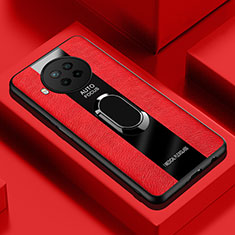Coque Silicone Gel Motif Cuir Housse Etui avec Magnetique S01 pour Xiaomi Mi 10i 5G Rouge