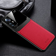 Coque Silicone Gel Motif Cuir Housse Etui avec Magnetique S01 pour Xiaomi Mi 12S Pro 5G Rouge