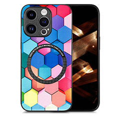 Coque Silicone Gel Motif Cuir Housse Etui avec Magnetique S01D pour Apple iPhone 13 Pro Colorful
