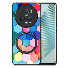 Coque Silicone Gel Motif Cuir Housse Etui avec Magnetique S01D pour Huawei Honor Magic5 Pro 5G Colorful