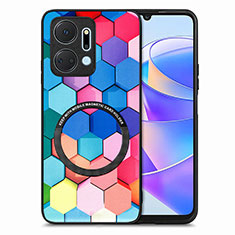 Coque Silicone Gel Motif Cuir Housse Etui avec Magnetique S01D pour Huawei Honor X7a Colorful
