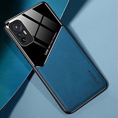 Coque Silicone Gel Motif Cuir Housse Etui avec Magnetique S02 pour Xiaomi Mi 12X 5G Bleu