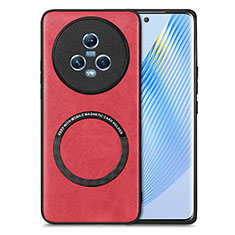 Coque Silicone Gel Motif Cuir Housse Etui avec Magnetique S02D pour Huawei Honor Magic5 5G Rouge