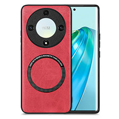 Coque Silicone Gel Motif Cuir Housse Etui avec Magnetique S02D pour Huawei Honor Magic5 Lite 5G Rouge