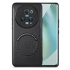 Coque Silicone Gel Motif Cuir Housse Etui avec Magnetique S02D pour Huawei Honor Magic5 Pro 5G Noir