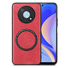 Coque Silicone Gel Motif Cuir Housse Etui avec Magnetique S02D pour Huawei Nova Y90 Rouge