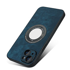 Coque Silicone Gel Motif Cuir Housse Etui avec Magnetique S07D pour Apple iPhone 13 Bleu
