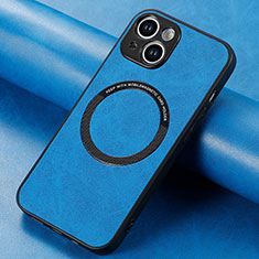 Coque Silicone Gel Motif Cuir Housse Etui avec Magnetique S11D pour Apple iPhone 13 Bleu