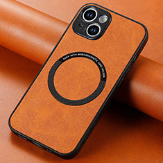 Coque Silicone Gel Motif Cuir Housse Etui avec Magnetique S11D pour Apple iPhone 14 Marron
