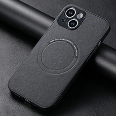 Coque Silicone Gel Motif Cuir Housse Etui avec Magnetique S11D pour Apple iPhone 14 Noir