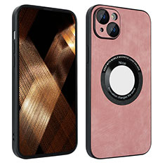 Coque Silicone Gel Motif Cuir Housse Etui avec Magnetique S14D pour Apple iPhone 13 Or Rose