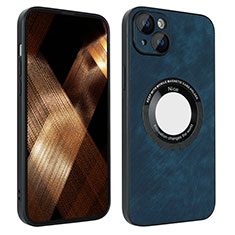 Coque Silicone Gel Motif Cuir Housse Etui avec Magnetique S14D pour Apple iPhone 14 Bleu