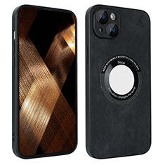 Coque Silicone Gel Motif Cuir Housse Etui avec Magnetique S14D pour Apple iPhone 14 Noir