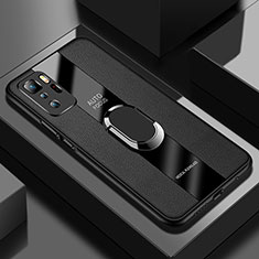 Coque Silicone Gel Motif Cuir Housse Etui avec Support Bague Anneau Aimante Magnetique PB1 pour Xiaomi Poco X3 GT 5G Noir